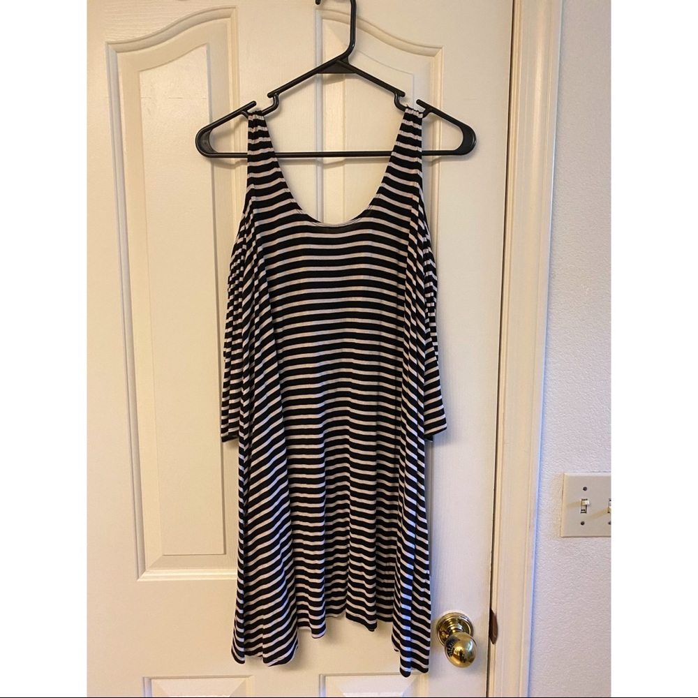 Striped Cold Shoulder Tunic/Dress